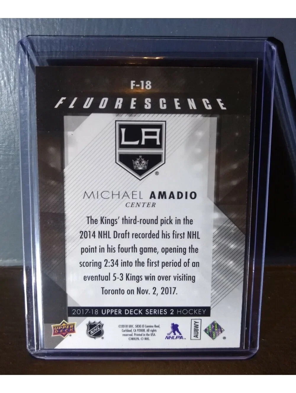 2017 Michael Amadio Upper Deck Fluorescence #F-18 Hockey Card #/150